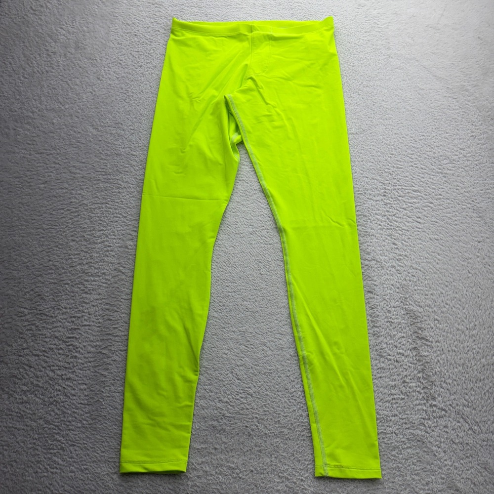 Rufskin R-Sport Mens Neon Lime Green Athletic Leggings Tights Size L Made in USA